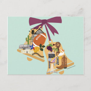 Tarjeta postal de campanas de boda en Texas Save t