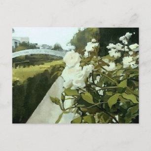 Tarjeta postal de canales de Venecia rosas con res