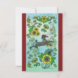 Tarjeta postal de caniche negro atrapando un frisb