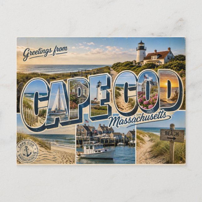 Tarjeta postal de Cape Cod, Massachusetts (Anverso)
