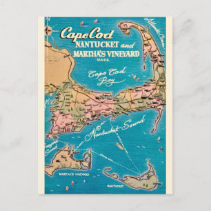 Tarjeta postal de Cape Cod Nantucket y Martha's Vi