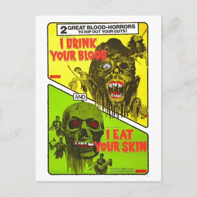 TARJETA POSTAL DE CARACTERÍSTICAS DOBLES DE HORROR (Anverso)