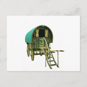 Tarjeta postal de caravana gitana con techo aboved