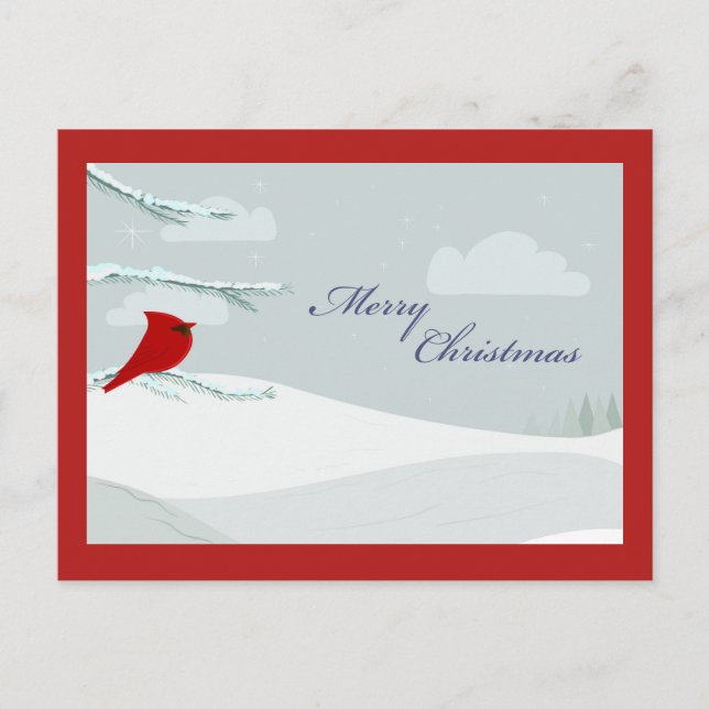 Tarjeta postal de cardenal de Navidad hermosa (Anverso)