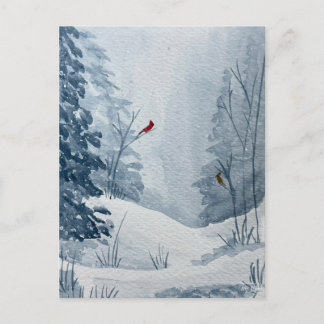 Tarjeta Postal de Cardenales de Invierno