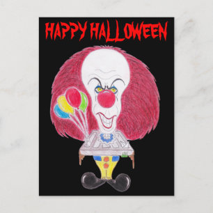 Tarjeta postal de caricatura de payaso de Hallowee