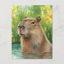 Tarjeta postal de carpincho lindo naturaleza agua 