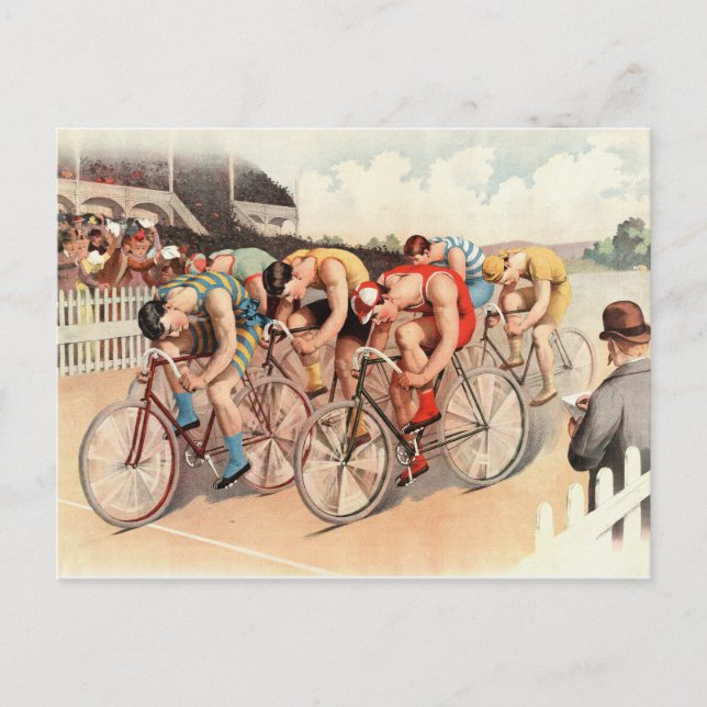 Tarjeta postal de carrera de ciclismo de época (Anverso)