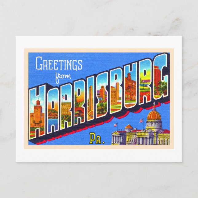Tarjeta postal de carta grande Harrisburg Pennsylv (Anverso)