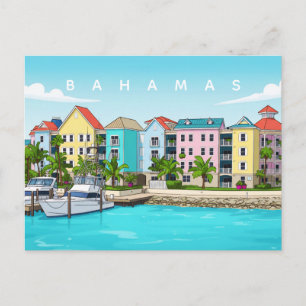Tarjeta postal de casas coloridas de las Bahamas