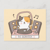 Tarjeta postal de castigo de gatito DJ lindo