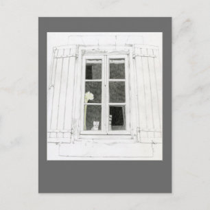 Tarjeta postal de Cat in Window
