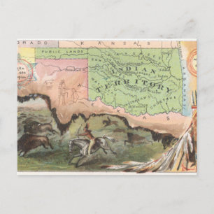 Tarjeta postal de caza de bisontes del antiguo Ter