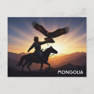Tarjeta postal de cazador de águilas de Mongolia