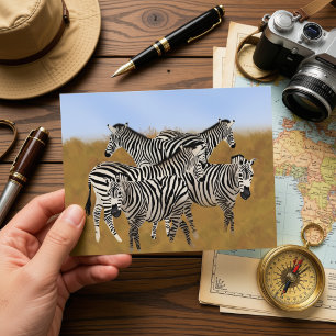 Tarjeta postal de cebra Safari de vida silvestre