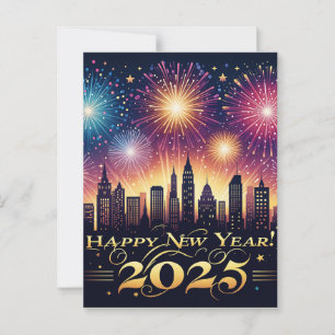 Tarjeta postal de celebración de fuegos artificial