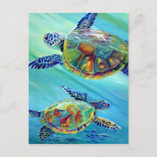 Tarjeta postal de celebración de tortugas marinas