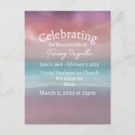 Tarjeta postal de celebración de vida en la playa 