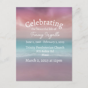 Tarjeta postal de celebración de vida en la playa 