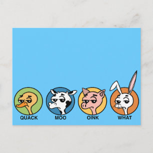 TARJETA POSTAL DE CERDO DE VACA DE PATO Y RABBIT D