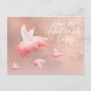 Tarjeta postal de Cerdos Vuelan-Tienen un Día Incr