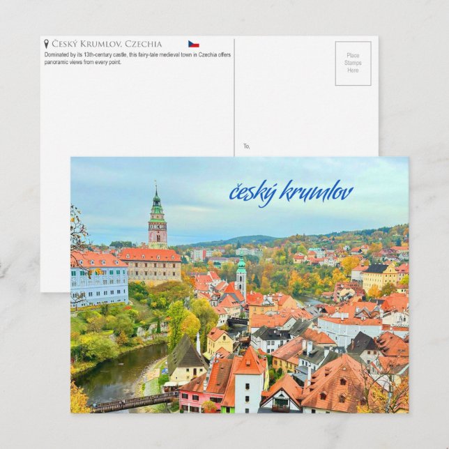 Tarjeta postal de Český Krumlov, Chequia (Anverso / Reverso)