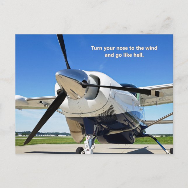 Tarjeta postal de Cessna Caravan "Nariz al viento" (Anverso)