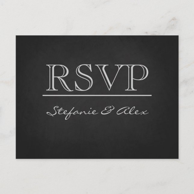 Tarjeta postal de Chalkboard RSVP boda (Anverso)