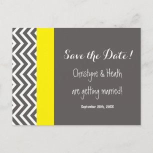 Tarjeta postal de Chevron gris y amarillo moderno 