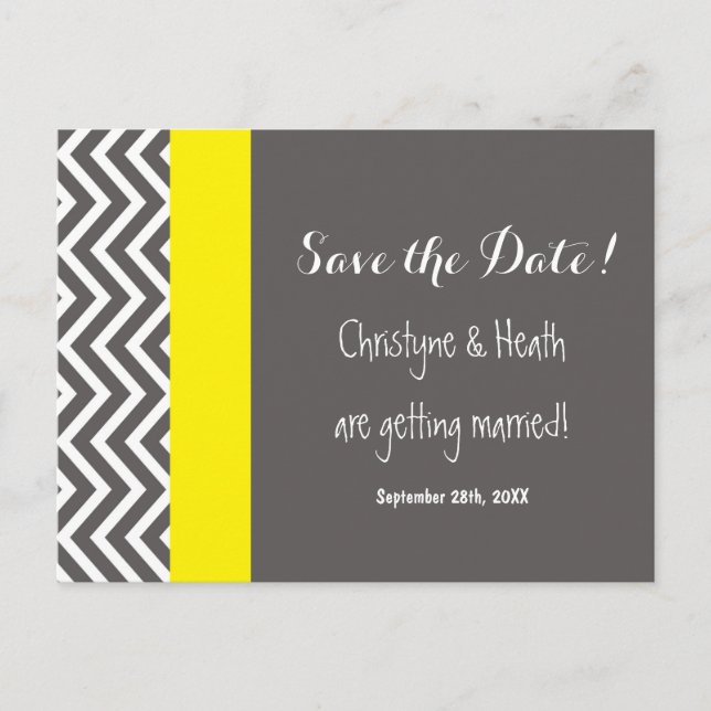 Tarjeta postal de Chevron gris y amarillo moderno  (Anverso)