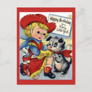 Tarjeta postal de Chica de cumpleaños de Vintage