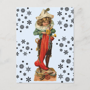 Tarjeta postal de Chica de piratas navideños vinta