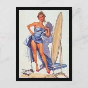 Tarjeta postal de chica pin-up de los años 50