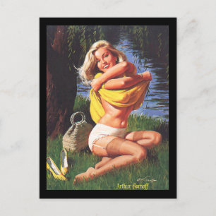 Tarjeta postal de chica pin-up de los años 50