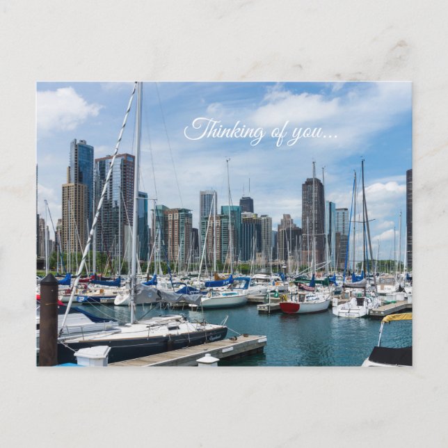 Tarjeta postal de Chicago Harbor Thinking Of You P (Anverso)