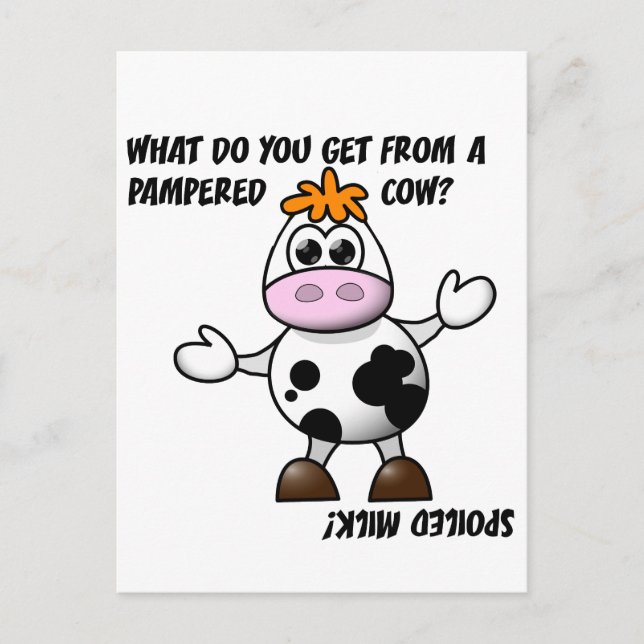 Tarjeta postal de chiste de Vaca Mimada (Anverso)