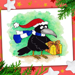tarjeta postal de CHRISTMAS CROW por Nicole Janes