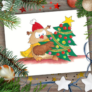 Tarjeta postal de CHRISTMAS OWL por Nicole Janes