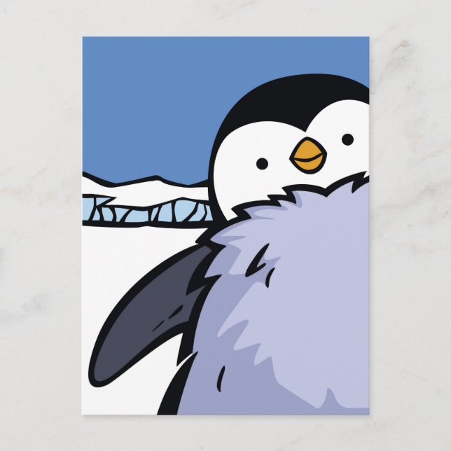Tarjeta postal de cierre de polluelo de pingüino (Anverso)