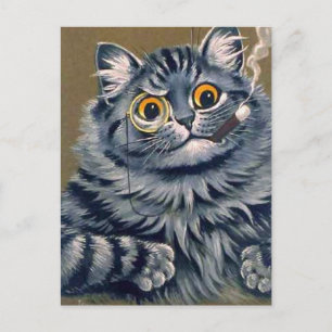 TARJETA POSTAL DE CÍGAR DE FUNNY CAT LOUIS WAIN