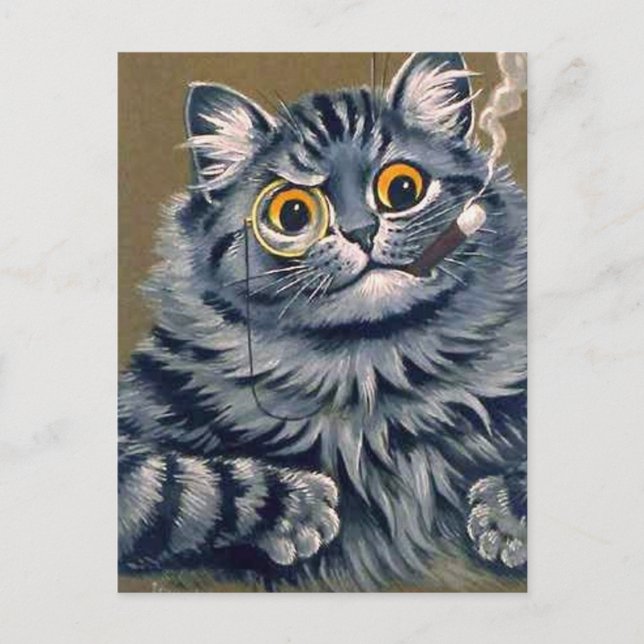 TARJETA POSTAL DE CÍGAR DE FUNNY CAT LOUIS WAIN (Anverso)