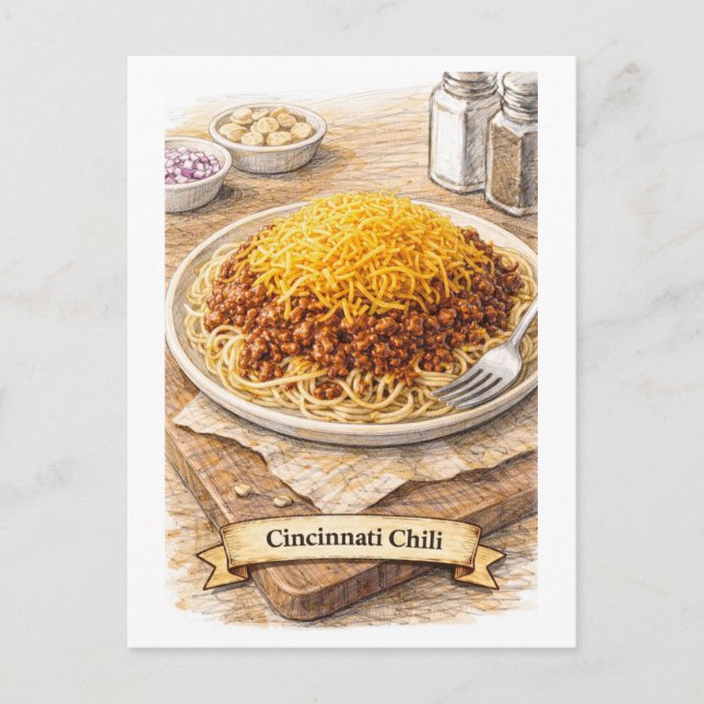 Tarjeta postal de Cincinnati Chili (serie de comid (Anverso)