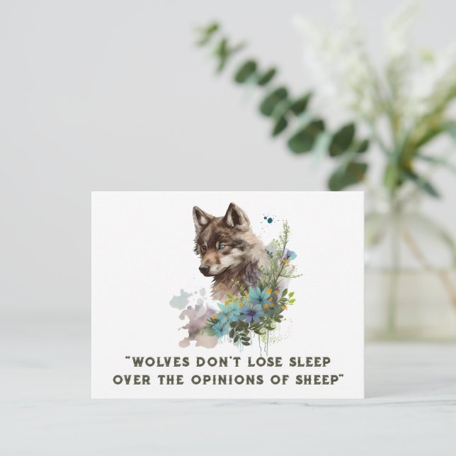 Tarjeta postal de cita de lobo (Anverso de pie)