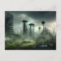 Tarjeta postal de ciudad postapocalíptica