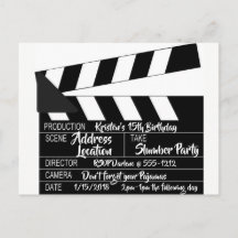 Tarjeta postal de claqueta Invitación personalizad