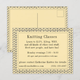 Tarjeta postal de "clases de punto" de KNIT de CRE