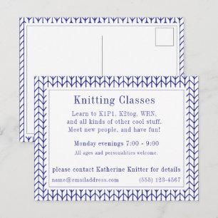 Tarjeta postal de "Clases de tejer" de BLUE LINE K