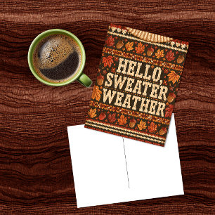 Tarjeta postal de clima de suéter de punto acogedo