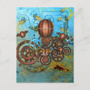 Tarjeta postal de cobre Aqua Gears Collage Steampu