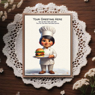 Tarjeta postal de cocina / chef personalizable par
